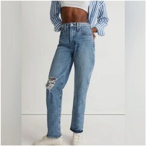 Madewell The Perfect Straight Jean Kingsbury Wash Distressed Knee 30